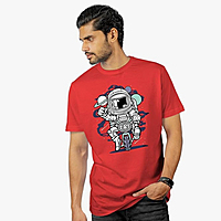 Sublimation Printed Redcolor T-Shirt  AirDrop Relaxed Fit Astronaut T-Shirt for Men