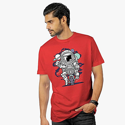 Sublimation Printed Redcolor T-Shirt AirDrop Relaxed Fit Astronaut T-Shirt for Men Sublimation Printed Redcolor T-Shirt AirDrop Relaxed Fit Astronaut T-Shirt for Men