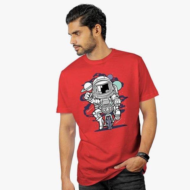 Sublimation Printed Redcolor T-Shirt AirDrop Relaxed Fit Astronaut T-Shirt for Men Sublimation Printed Redcolor T-Shirt AirDrop Relaxed Fit Astronaut T-Shirt for Men