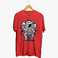Sublimation Printed Redcolor T-Shirt  AirDrop Relaxed Fit Astronaut T-Shirt for Men