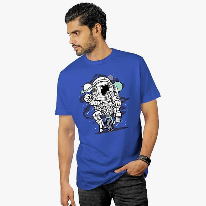 Sublimation Printed Bluecolor T-Shirt AirDrop- Relaxed Fit Astronaut T-Shirt for Men Sublimation Printed Bluecolor T-Shirt AirDrop- Relaxed Fit Astronaut T-Shirt for Men