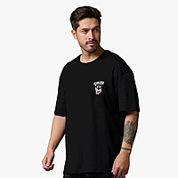 LEOTUDE Men's Cotton Blend Half Sleeve Dragon Printed Oversized Regular Fit T-Shirts