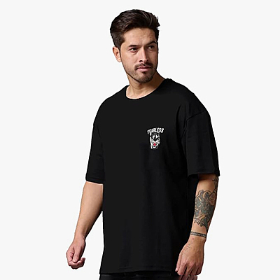 LEOTUDE Men's Cotton Blend Half Sleeve Dragon Printed Oversized Regular Fit T-Shirts LEOTUDE Men's Cotton Blend Half Sleeve Dragon Printed Oversized Regular Fit T-Shirts