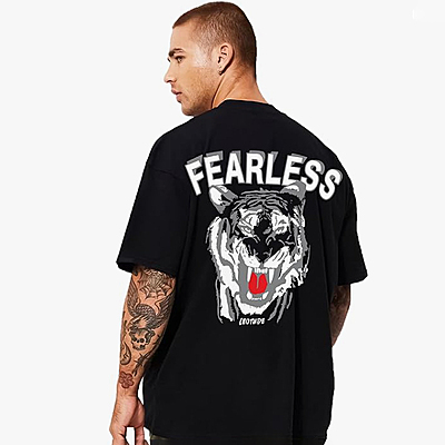 LEOTUDE Men's Cotton Blend Half Sleeve Dragon Printed Oversized Regular Fit T-Shirts LEOTUDE Men's Cotton Blend Half Sleeve Dragon Printed Oversized Regular Fit T-Shirts
