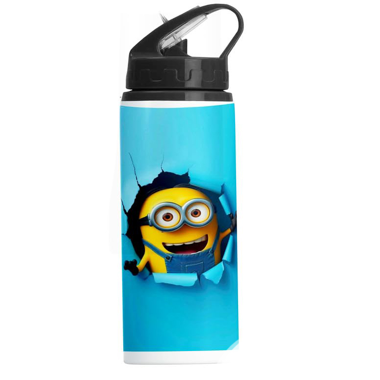 Printed Fun Minion Design 600ml Aluminum Sipper Bottle –  Perfect for School, Gym,