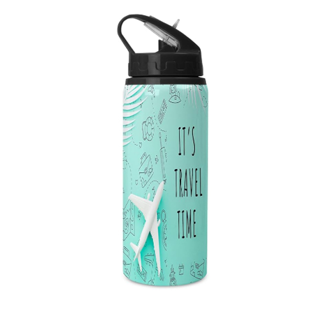 Printed Aluminium Sipper Water Bottle with Lid & Straw 6000ml For Gym, Yoga, Kids, Boys,