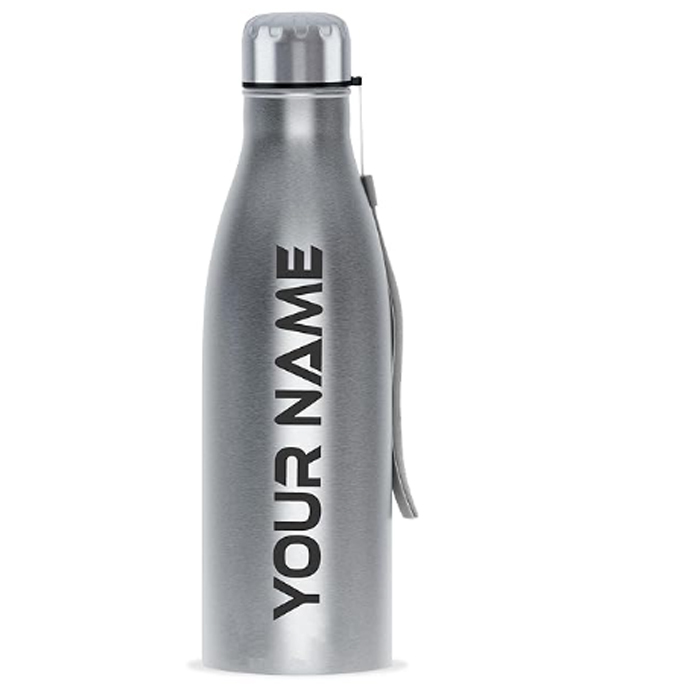 Cola Stainless Steel Customize Sipper Water Bottle Silver | Leak Proof for Fridge Home Office Travel School