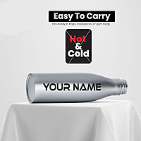 Cola Stainless Steel Customize Sipper Water Bottle Silver | Leak Proof for Fridge Home Office Travel School