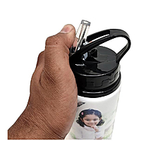 Printed Personalized Sipper Bottle with Nozzle 600ML Sports Hydration Flask Suitable for Daily Life,