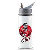 Printed Ronaldo Aluminum Sublimation Water Bottle Model-17 Sports/School