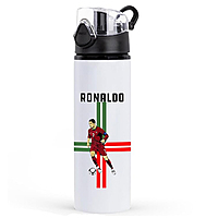 Ronaldo Printed Aluminum White Water Bottle Sports/School/