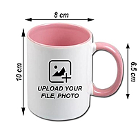 Printed Coffee Mug | Customised Photo Print Mug | Inner Plus Handle Colour Mug Photo Print (Pink)