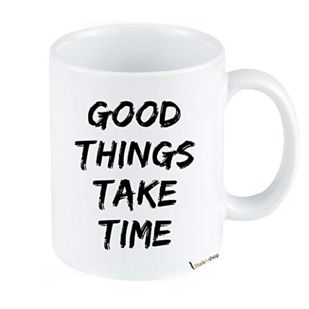 Printed  Good Things take time Worlds Best Brother Printed Ceramic Coffee Mug 325 ML (White) Best Gift