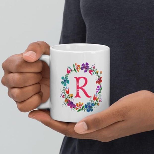 Printed Christmas Alphabet Word Printed Ceramic Mug, Birthday Gift  Xmas Coffee Mug Gift for Kids Boy Girls