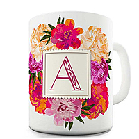 Printed  Letter Border Initial Novelty Mug Printed Coffee and Tea Ceramic Mug- 320 ML