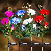 Solar ROSE Lights, 4 Pack Multi-Color Changing Solar Rose Flower Lights Waterproof Solar Rose Garden