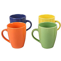 Printed Set of 4 (350ml) Handcrafted Design Tea Cups Set of 4 Stackable, Chip Resistant, with Handles Large Serving Coffee Cup