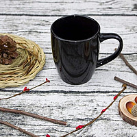 Printed Coral Coffee Mugs Set of 4,Handmade Ceramic Mug, , Tea Cups 330ml (Black Set of 4)
