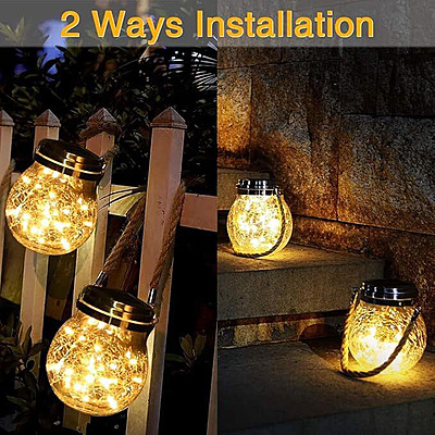 Crack Jar Solar Auto On/Of Rechargeable Waterproof Outdoor Solar Hanging Lanterns with Handle Great Outdoor Lawn Crack Jar Solar Auto On/Of Rechargeable Waterproof Outdoor Solar Hanging Lanterns with Handle Great Outdoor Lawn
