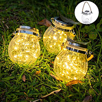 Crack Jar Solar Auto On/Of Rechargeable Waterproof Outdoor Solar Hanging Lanterns with Handle Great Outdoor Lawn