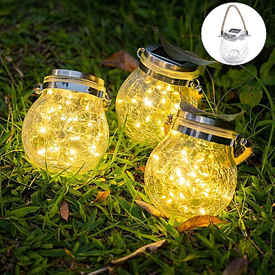 Crack Jar Solar Auto On/Of Rechargeable Waterproof Outdoor Solar Hanging Lanterns with Handle Great Outdoor Lawn Crack Jar Solar Auto On/Of Rechargeable Waterproof Outdoor Solar Hanging Lanterns with Handle Great Outdoor Lawn