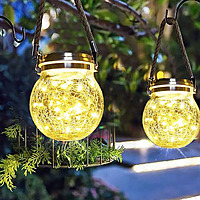 Crack Jar Solar Auto On/Of Rechargeable Waterproof Outdoor Solar Hanging Lanterns with Handle Great Outdoor Lawn