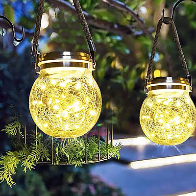Crack Jar Solar Auto On/Of Rechargeable Waterproof Outdoor Solar Hanging Lanterns with Handle Great Outdoor Lawn Crack Jar Solar Auto On/Of Rechargeable Waterproof Outdoor Solar Hanging Lanterns with Handle Great Outdoor Lawn