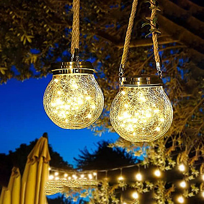 Crack Jar Solar Auto On/Of Rechargeable Waterproof Outdoor Solar Hanging Lanterns with Handle Great Outdoor Lawn Crack Jar Solar Auto On/Of Rechargeable Waterproof Outdoor Solar Hanging Lanterns with Handle Great Outdoor Lawn