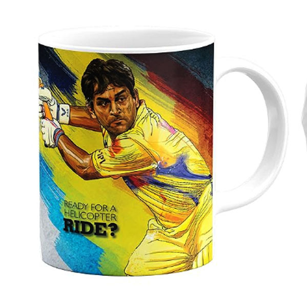 printed MS Dhoni Theme Fan Art Printed Ceramic Coffee Mug