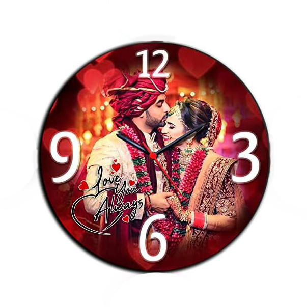 Sublimation Printed Customized Analog Wall Clock With Photo - (8 X 8) Inches Family Photo Frame With Clock-Wood,Multicolor Sublimation Printed Customized Analog Wall Clock With Photo - (8 X 8) Inches Family Photo Frame With Clock-Wood,Multicolor