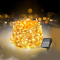 Golden Ladi Solar 30 Ft Solar String /Ladi Solar Fairy String Light Outdoor, 120 Led With 800 Mah Inbuilt Rechargeable Battery Ip65 Waterproof 8 Modes Copper Wire