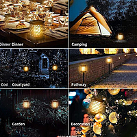Flickering Flame Waterproof Solar Powered Hanging Table Lantern for Home