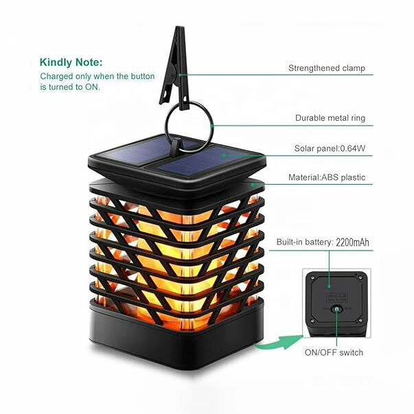 Flickering Flame Waterproof Solar Powered Hanging Table Lantern for Home Flickering Flame Waterproof Solar Powered Hanging Table Lantern for Home