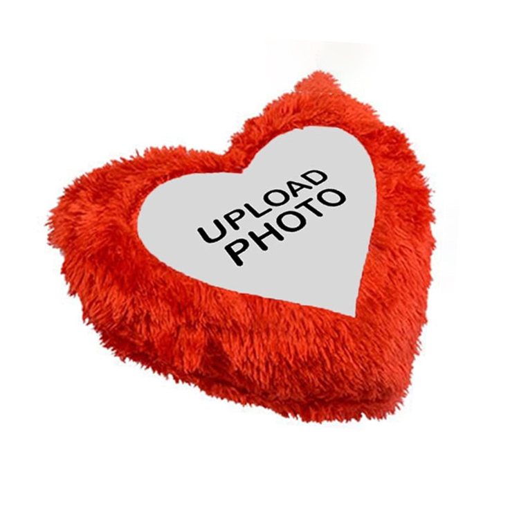 Printed Fur Crush Cushion with 1 Photo and Filler - Heart Shape, 15X17 Inch (Multicolor, Printed Fur Crush Cushion with 1 Photo and Filler - Heart Shape, 15X17 Inch (Multicolor,