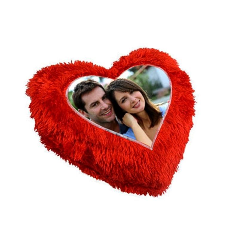 Printed Fur Crush Cushion with 1 Photo and Filler - Heart Shape, 15X17 Inch (Multicolor, Printed Fur Crush Cushion with 1 Photo and Filler - Heart Shape, 15X17 Inch (Multicolor,