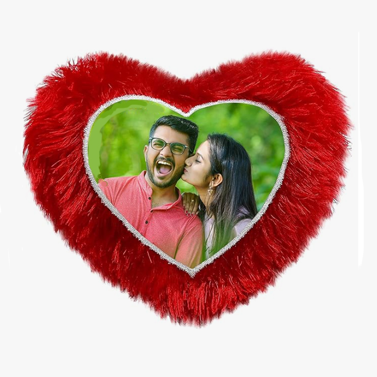 Printed Customised Photo Fur Red Pillow/Cushion for Valentine Day and Personalized Gift Printed Customised Photo Fur Red Pillow/Cushion for Valentine Day and Personalized Gift