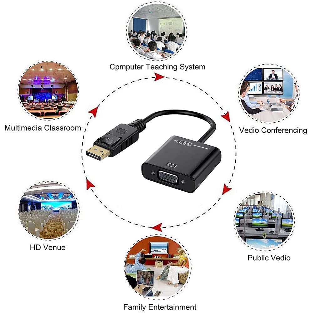 DisplayPort (DP) Male to VGA Adapter Female , Gold-Plated Compatible with Computer, Desktop, Laptop, PC, Monitor, Projector, HDTV TD-260TC DisplayPort (DP) Male to VGA Adapter Female , Gold-Plated Compatible with Computer, Desktop, Laptop, PC, Monitor, Projector, HDTV TD-260TC