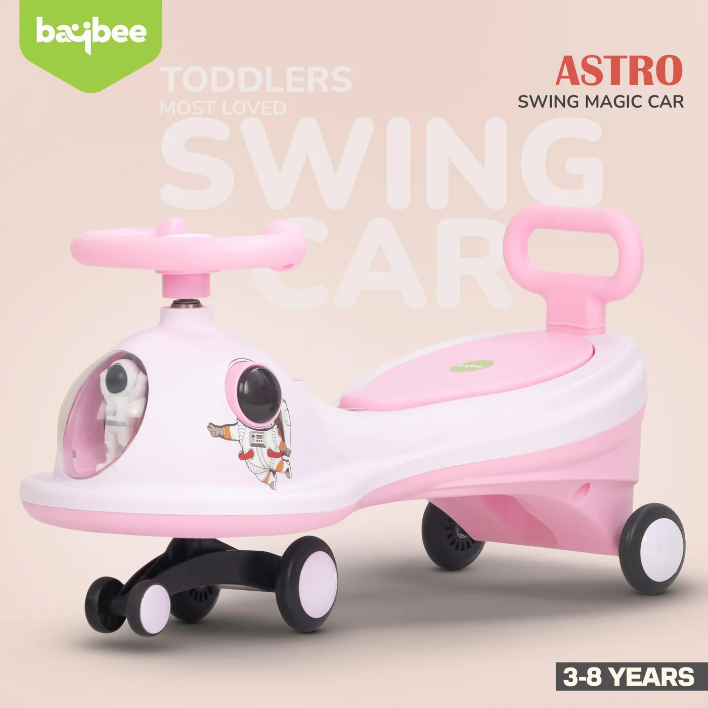 Baybee Astro Baby Swing Car for Kids-Dark Pink