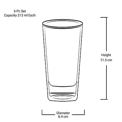Treo By Milton Atlas Cool Glass Tumbler Set of 6, 213 ml Each, Transparent | Dishwasher Safe| Serve Whiskey | Wine | Juices | Cold Drinks | Water | Cocktails | Mixed Drinks