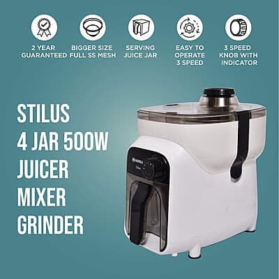 Havells Stilus 500 Watt Juicer Mixer Grinder 4 Jar With 3 Speed Led Indication