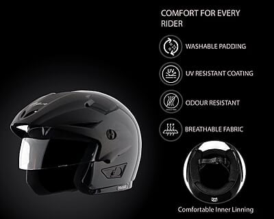 Vega Cruiser ISI Certified Matt Finish Lightweight & Compact with Peak Open Face Helmet for Men and Women with Clear Visor