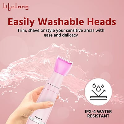 Lifelong Trimmer for Women 4 in 1 Women Trimmer, 60 Minutes Runtime, Rechargeable Women Trimmer Pink
