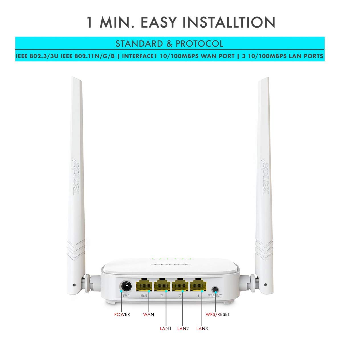 Tenda N301 RJ45 Wireless-N300 Mbps Single_Band Easy Setup Router (White, Not a Modem) Tenda N301 RJ45 Wireless-N300 Mbps Single_Band Easy Setup Router (White, Not a Modem)