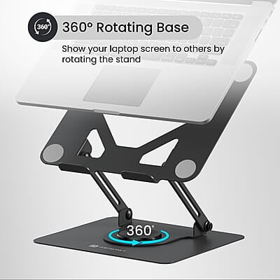 Portronics My Buddy K11 Metal Laptop Stand with 360° Rotation, Height & Angle Adjustable, Foldable Design