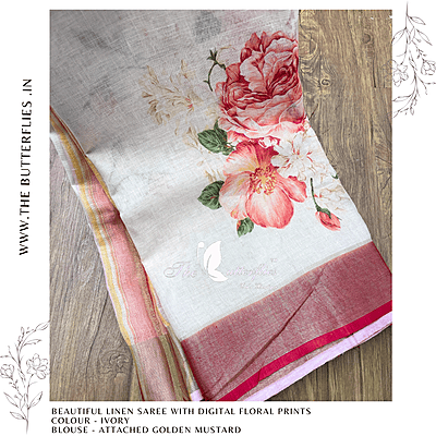 PURE LINEN SAREE  YBRSLIN23444