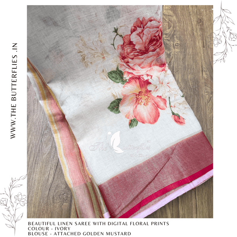 PURE LINEN SAREE YBRSLIN23444 PURE LINEN SAREE YBRSLIN23444