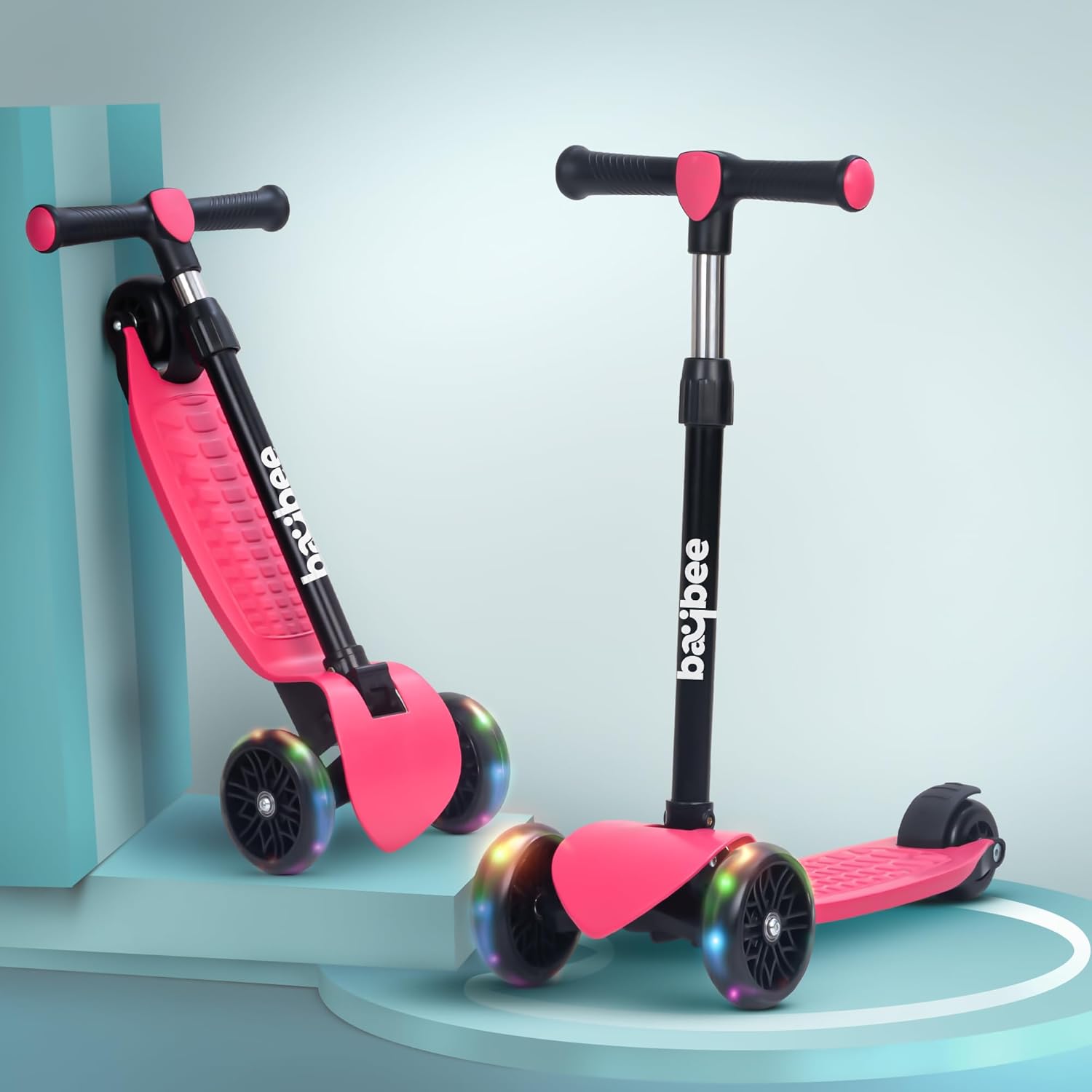Baybee Zoomie Foldable Kick Scooter for Kids- PINK