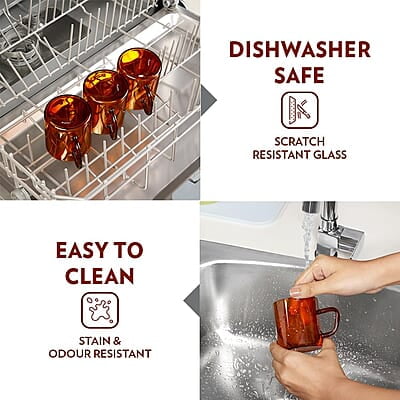 Borosil Classic Amber Mug, Borosilicate Glass, Scratch Resistant, Microwave Safe, Lightweight, for Chai, Green Tea, Milk, Coffee, Cold Coffee, 190 ml, Set of 6 Borosil Classic Amber Mug, Borosilicate Glass, Scratch Resistant, Microwave Safe, Lightweight, for Chai, Green Tea, Milk, Coffee, Cold Coffee, 190 ml, Set of 6