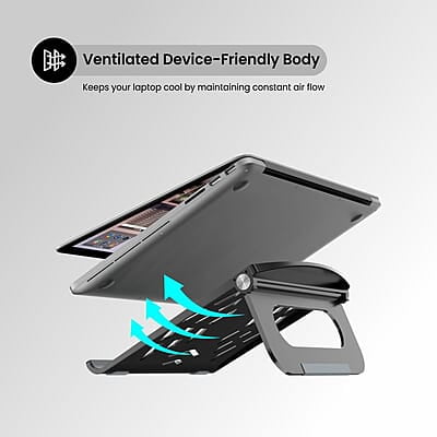 Portronics My Buddy Hexa 5 Laptop Stand with Foldable & Ventilated Design, Ergonomic Elevation, Anti-Slip Silicon Pads Portronics My Buddy Hexa 5 Laptop Stand with Foldable & Ventilated Design, Ergonomic Elevation, Anti-Slip Silicon Pads