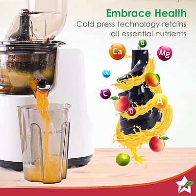 Wonderchef Regenta Full Fruit Juicer High Juice Yield 240W 55 RPM Fine Strainer